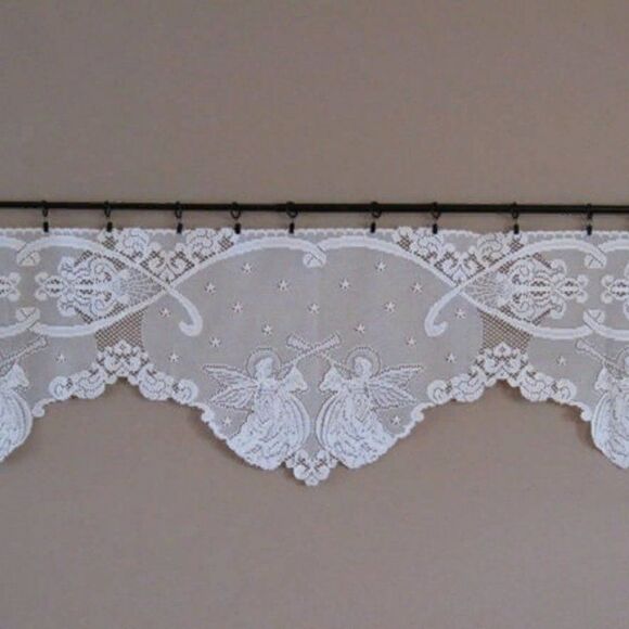 Curtain Lace Valance Angels 96" x 19" Ivory - Picture 1 of 3